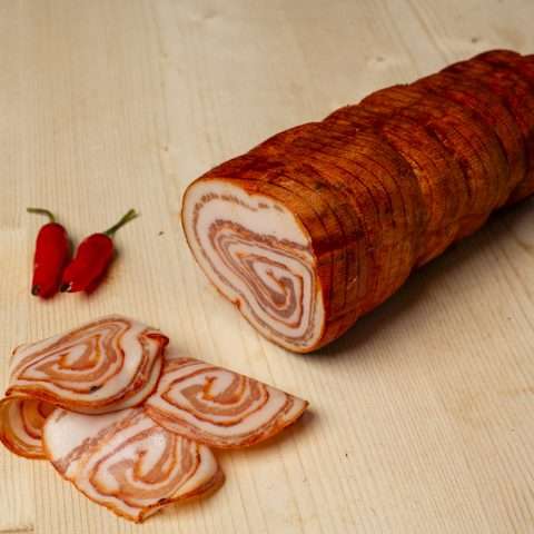 Pancetta arrotolata piccante